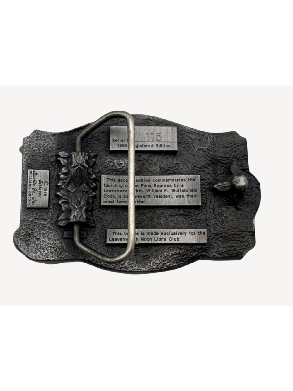 Vintage Belt Buckle Leavenworth Kansas Pony Express 1988 Commemorative Western - Picture 4 of 6